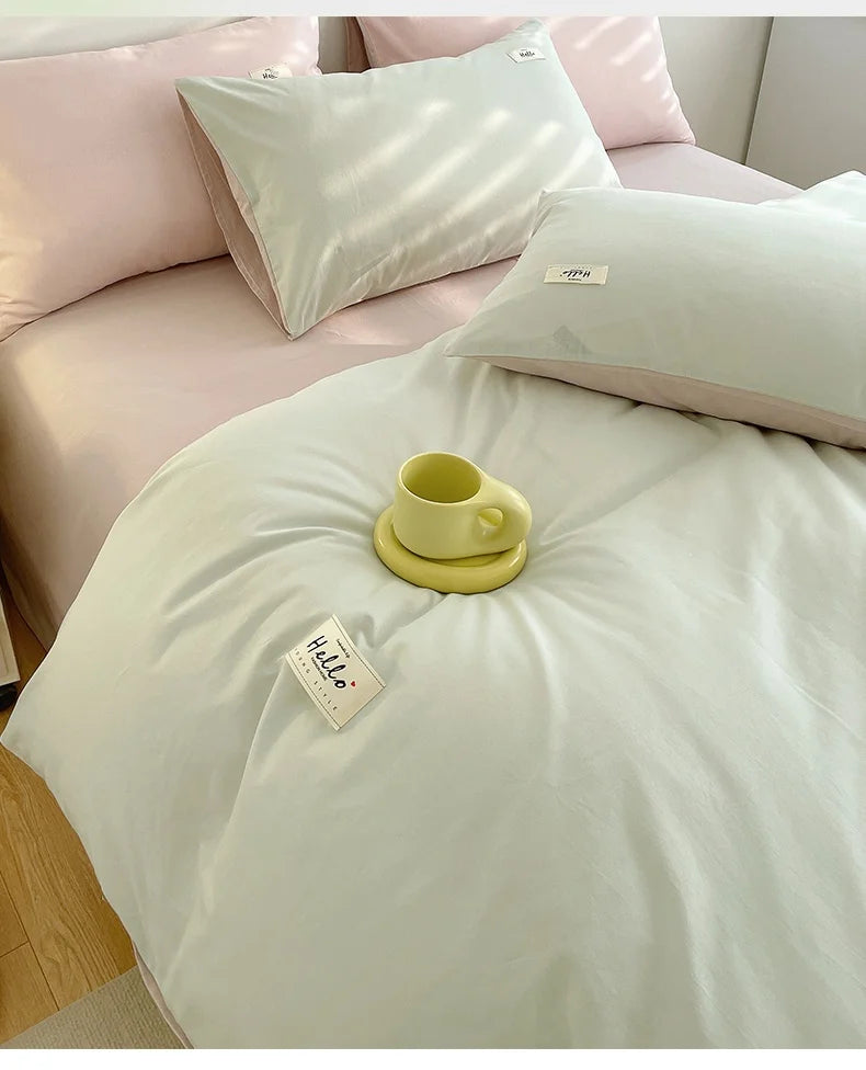 INS style high luxury solid color double-sided style single couple quilt cover soft luxury hotel & apartment & home bedding
