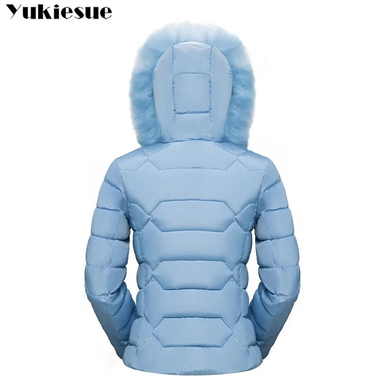 2026 Faux Fur Parkas Women Down Jacket clothes Womens Parkas Thicken Outerwear hooded Winter Coat Female Jacket Cotton padded