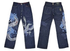 American Japanese Retro Selvedge Jeans Man Y2K High-end Brand Natural Indigo Dip Dyeing Harajuku Mopping Pants