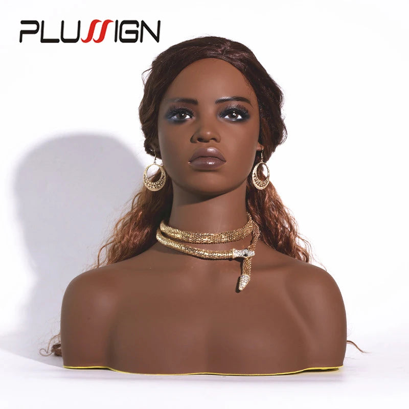 Mannequin Head For Wig African Dummy Head For Wig Doll Head With Anti Slip Hairnet Realistic Mannequin Head With Shoulders