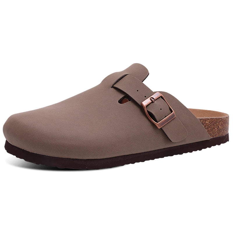 Comwarm Men Suede Clogs Slippers Classic Cork Footbed Mules Women Cozy Fashion Clogs Shoes With Arch Support Men Beach Sandals