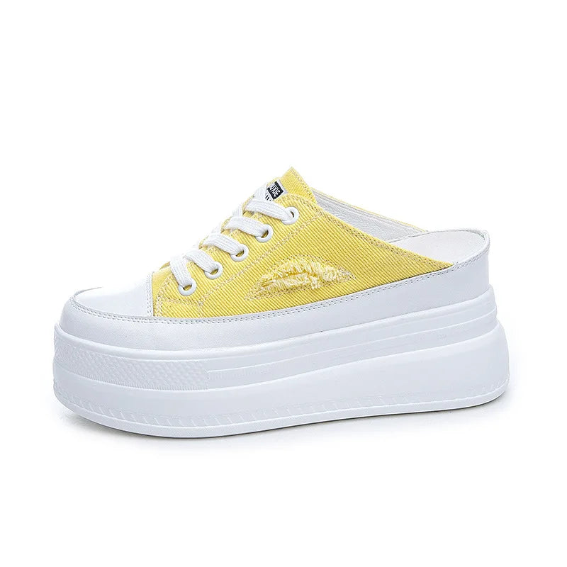 8CM Women Summer Shoes Slippers Platform Wedge Heel Beach Shoes Female Slides Mules Shoes Sneakers Fashion Canvas Women Footwear Main image