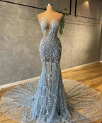 Crystal Cut Out Sweetheart Beading Evening Dresses Mermaid Woman's Sexy Sleeveless Prom Gowns Formal Party Vestidos Customized