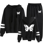 Women Tracksuit Casual Daily Hoodies Quality Single Piece Stripe Sweatshirt and Sweatpants Comfort Outdoor Jogging Autumn Winter