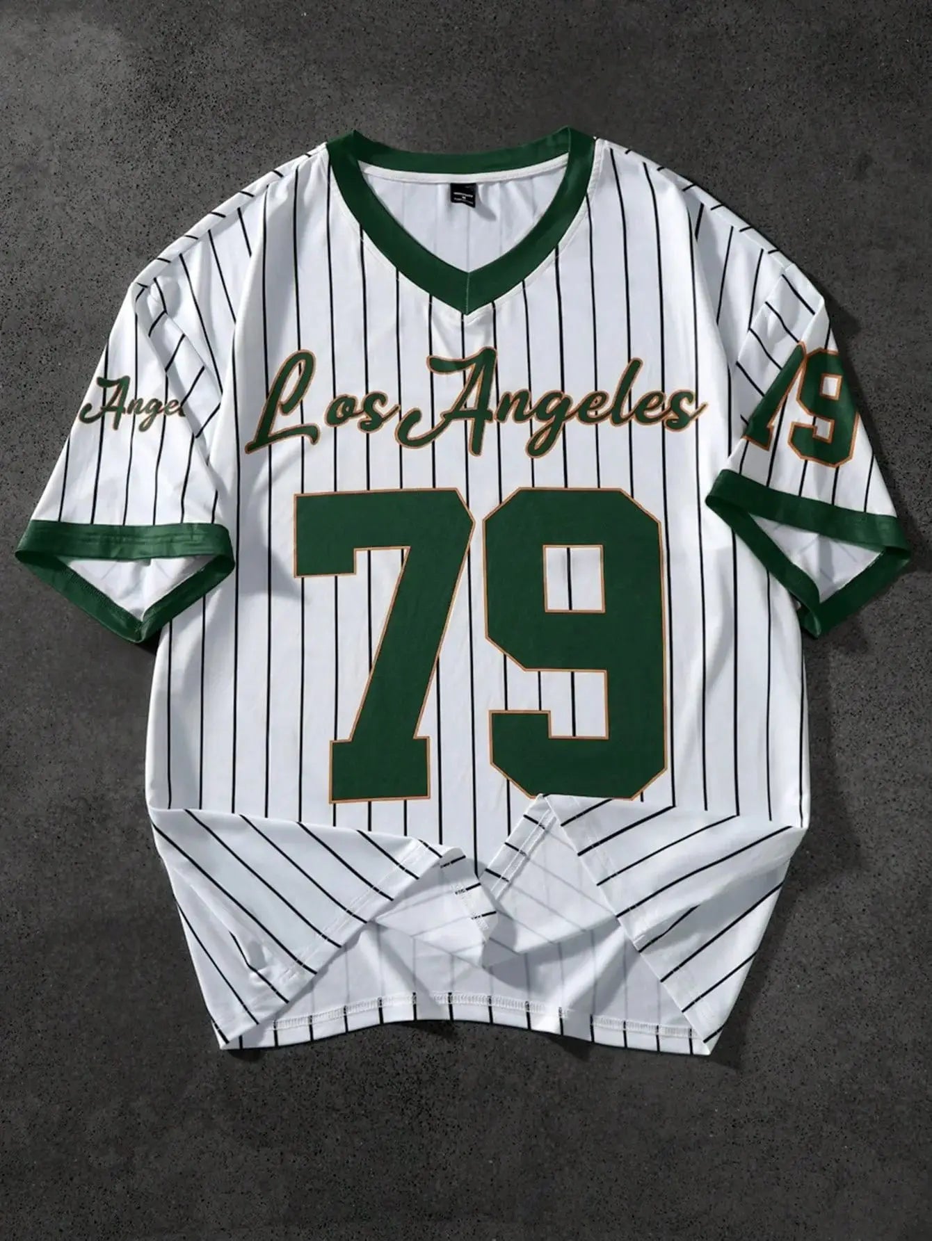 2026 summer new V-neck T-shirt Men's sports printed T-shirt V-neck short-sleeved T-shirt retro baseball chic