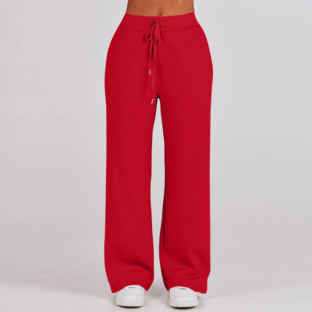 Solid Two-piece set Women Fashion Long Sleeve Zipper Sweater Pullover Tie up Pocket Wide Leg Pant Suit Loose Casual Sport Sets
