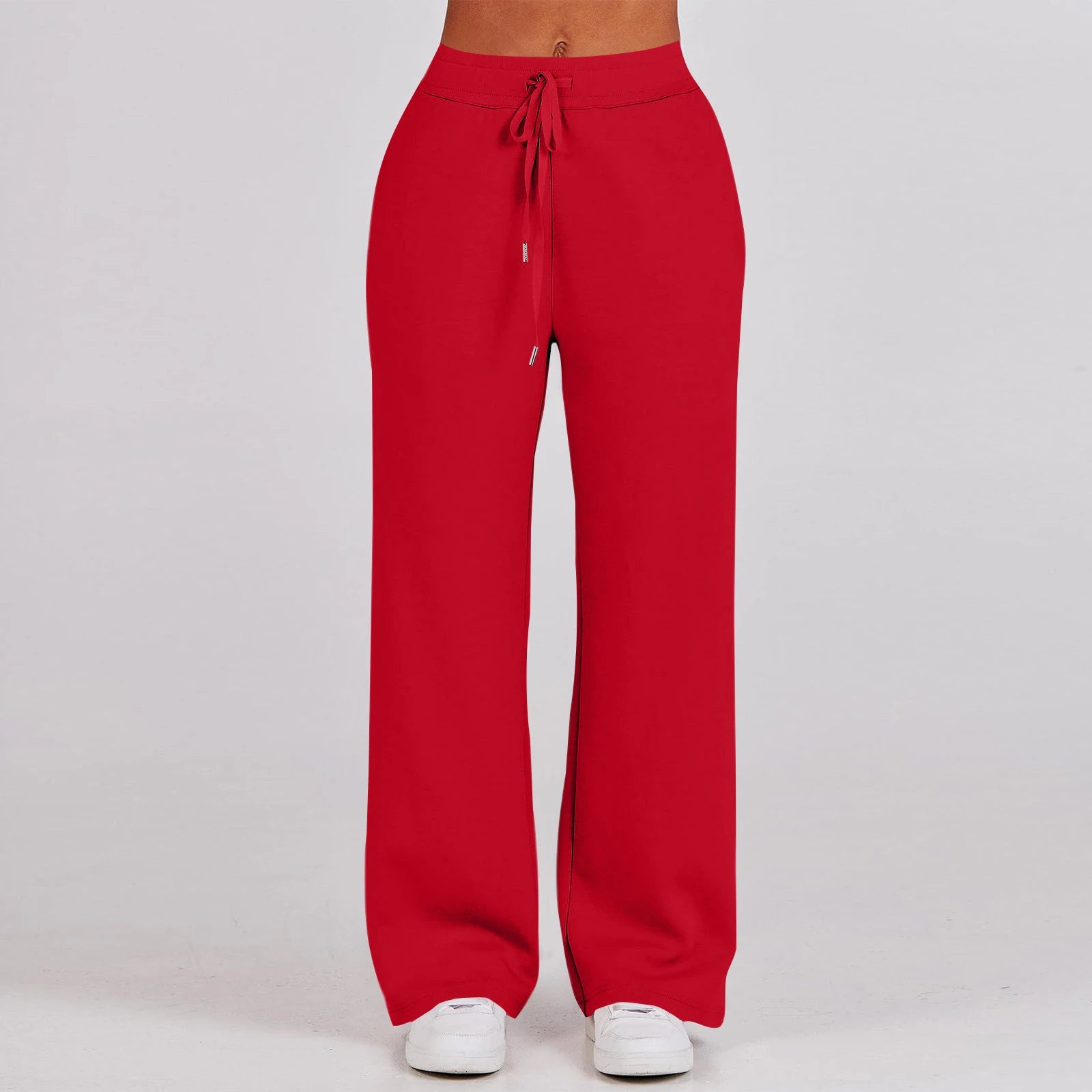 Solid Two-piece set Women Fashion Long Sleeve Zipper Sweater Pullover Tie up Pocket Wide Leg Pant Suit Loose Casual Sport Sets
