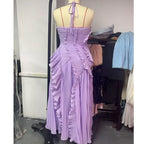 Chic Elegant Lotus Edge Maxi Dress Slim Fit Backless Lace Up Halter Robes Sleeveless Party Vestidos 2026 Nw Lady Vacation Gowns