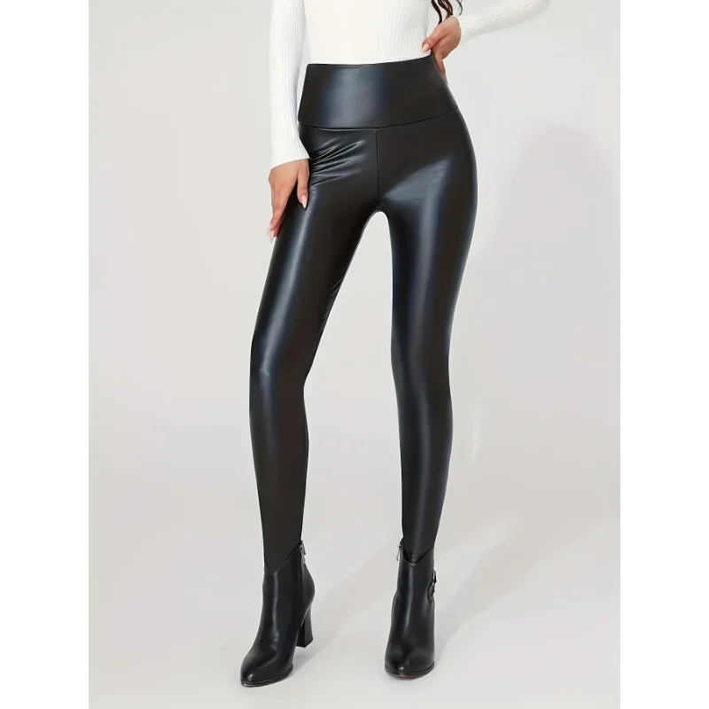 Trendy New Women's Leggings High Waisted Tight and Sexy Faux Leather Pants Colorful Yoga Pants for Women Secondary image