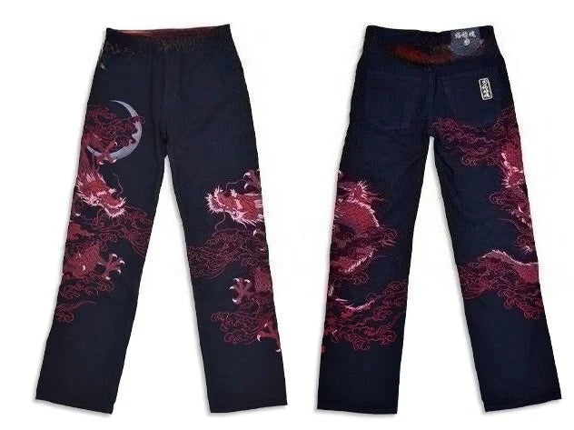 American Japanese Retro Selvedge Jeans Man Y2K High-end Brand Natural Indigo Dip Dyeing Harajuku Mopping Pants