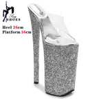 Pink Shiny Women Sandals 26CM/10Inchs High Heels Ultrahigh Heel Stripper Slippers Pole Dance Shoes Party Stage Show Sandals