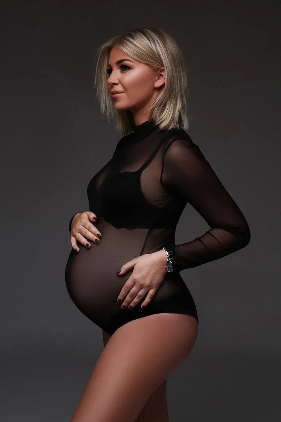 Sexy Deep V-neck Tulle Maternity Dresses Lace Hollow Horn Long-sleeved Feather Trailing Dress Photo Photography Props Vestidos