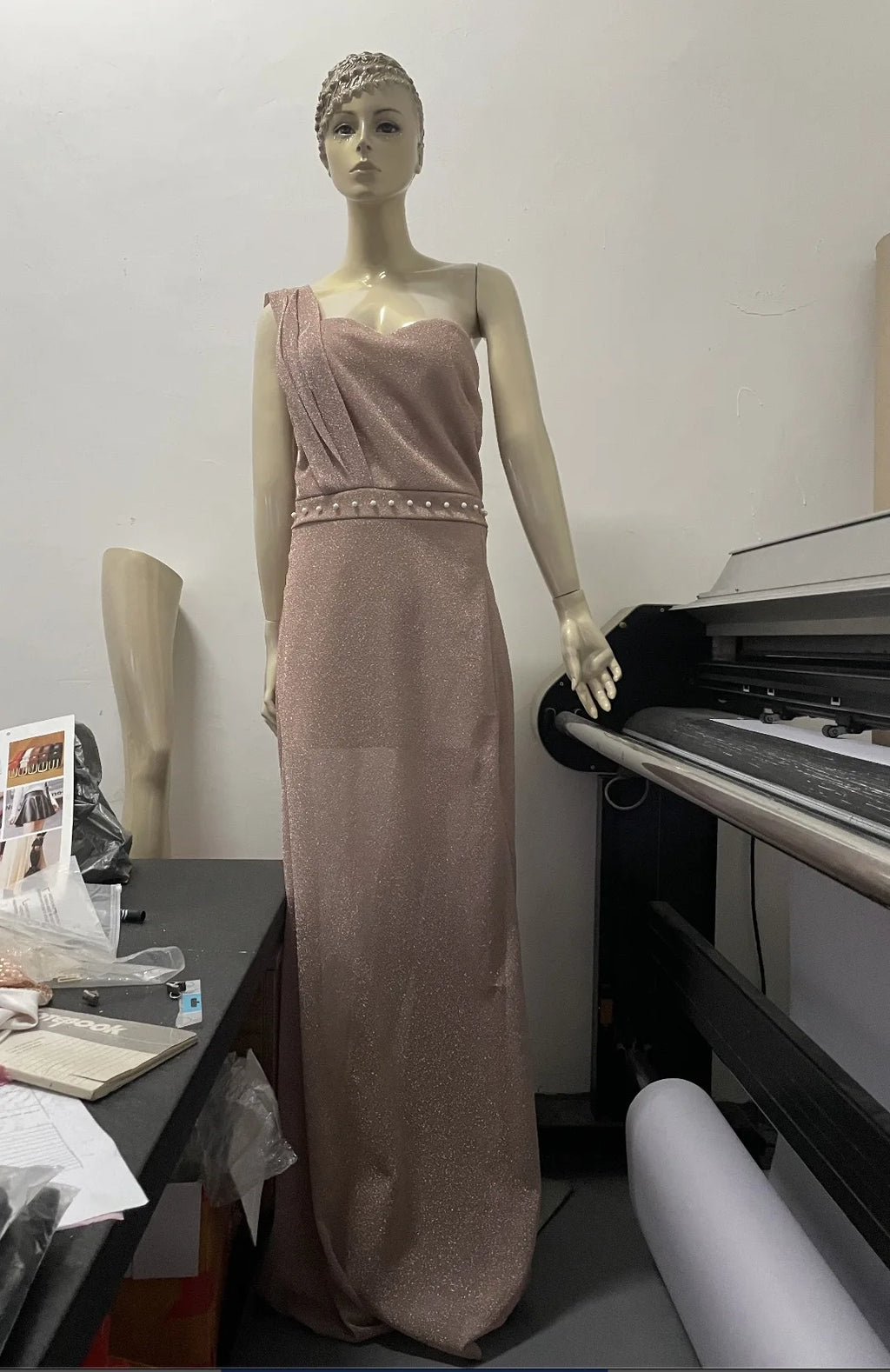 2026 Women's Wedding Party Dress Evening Elegant Sexy Deep V Neck One Shoulder Sleeveless Sequined Long Maxi Dresses For Women