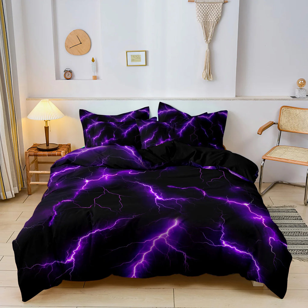3D Printed Duvet Cover Set (No Filling) Lightning Thunder Pattern Soft Bedding Set Single Twin Size For Kids Adult Home Decor