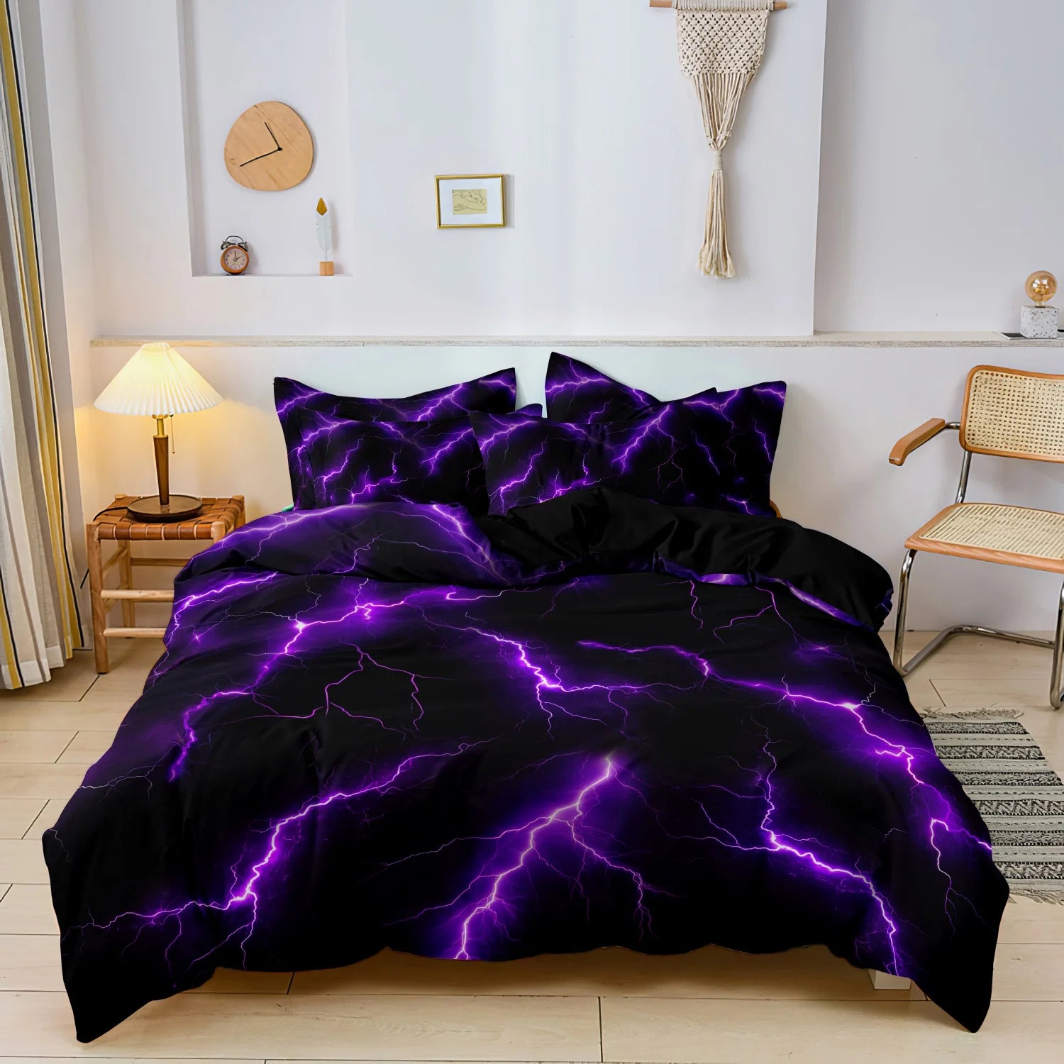 3D Printed Duvet Cover Set (No Filling) Lightning Thunder Pattern Soft Bedding Set Single Twin Size For Kids Adult Home Decor