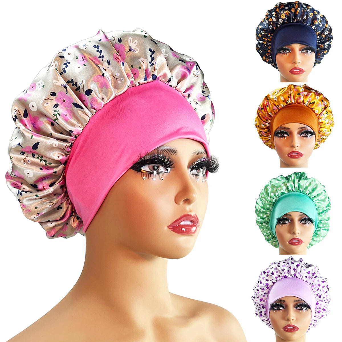 New Silk Sleeping Cap Night Hat Head Cover Bonnet Satin Cheveux Nuit For Curly Hair Care Women Beauty Maintenance Designer Secondary image
