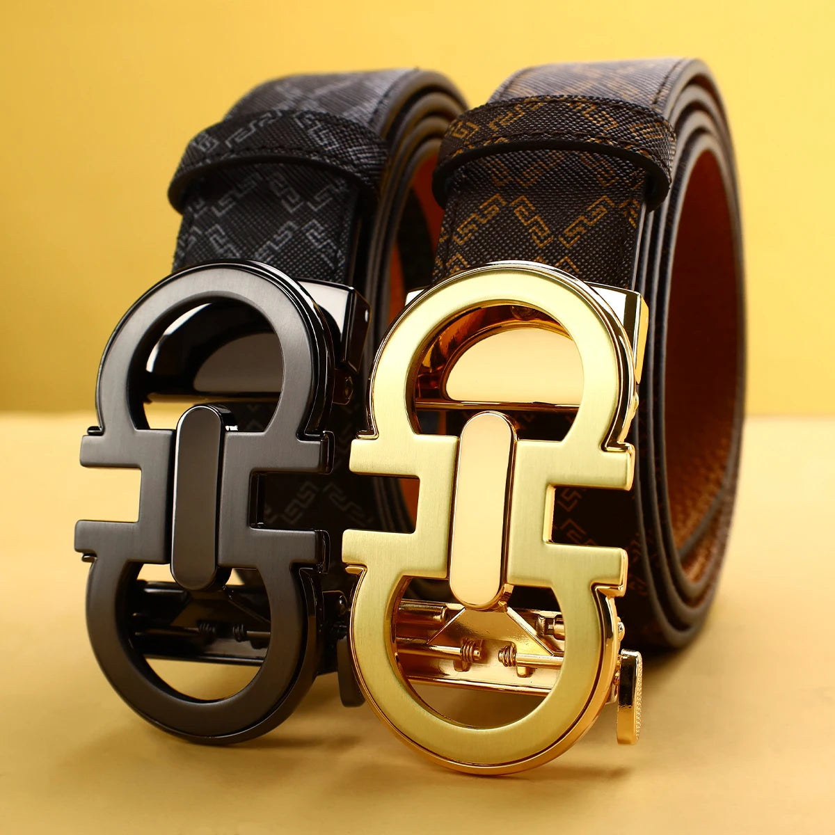 Men's Belt with Alloy Automatic Buckle for Jeans Business Pants Accessory Perfect Gift for Husband Father Main image