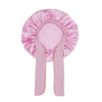Kids Satin Bonnet Sleep Hat Wide Elastic Band Ribbon Sleeping Cap Boy Girls Flower Printed Silk Shower Cap