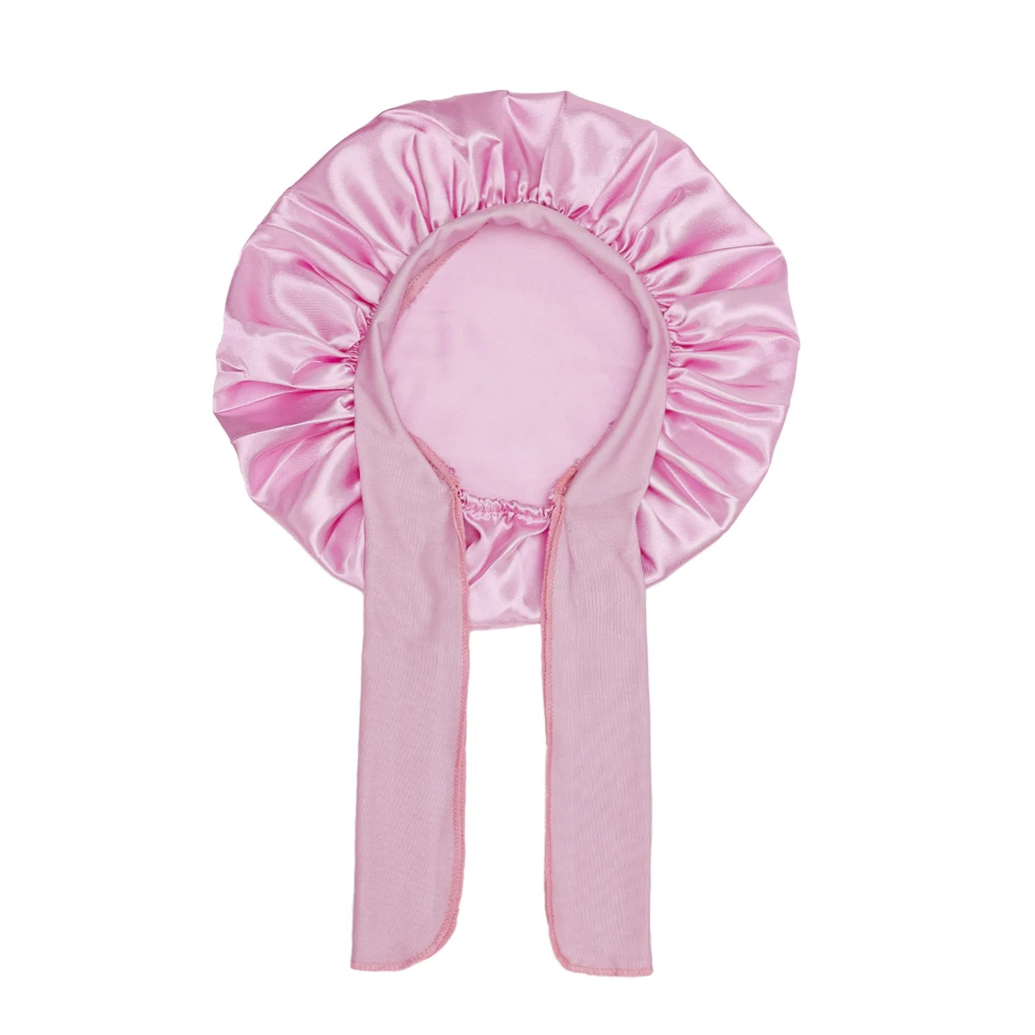 Kids Satin Bonnet Sleep Hat Wide Elastic Band Ribbon Sleeping Cap Boy Girls Flower Printed Silk Shower Cap
