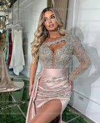 Luxury Sequined Appliques Evening Dresses Woman's Mermaid Sweetheart Sexy High Split Prom Gowns Formal Customized