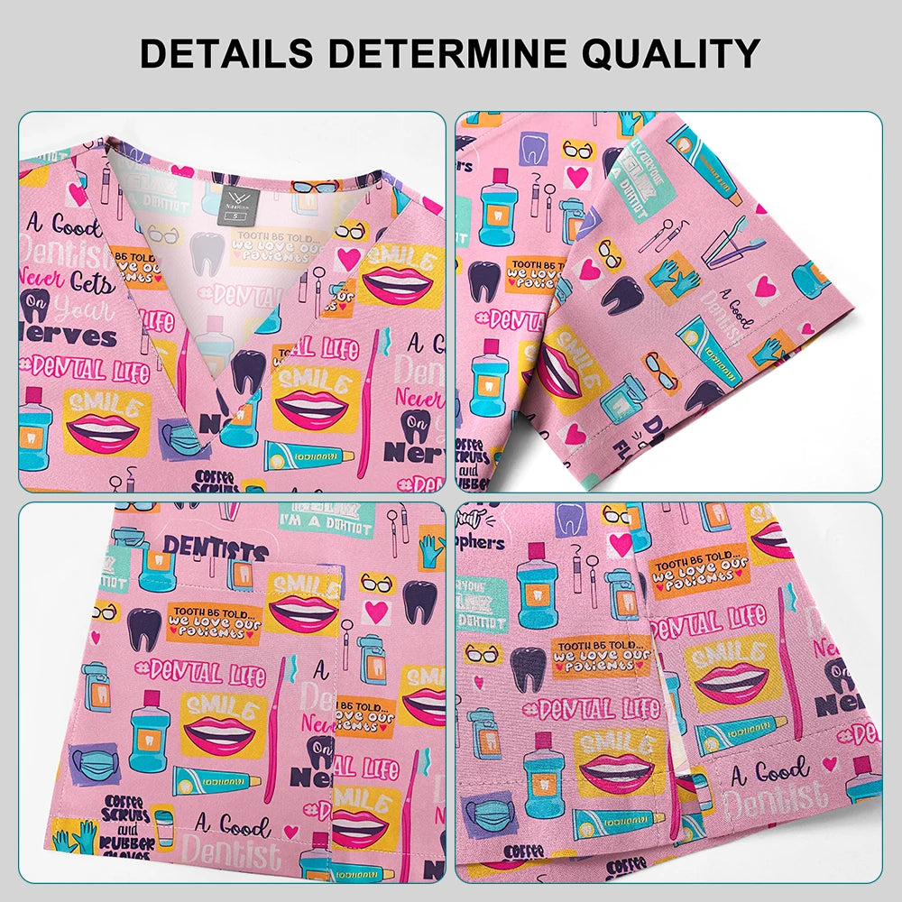Scrubs Uniforms Sets High-quality Medical Scrub Multicolor Animal Printed Women Scrub Tops Medical Scrubs Uniform Nurse Lab Wear