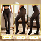 New Women Fleece Lined Black Tights Sheer Fake Translucent Warm Winter Pantyhose Leggings Outfit Thick Tights Invisible Crotch