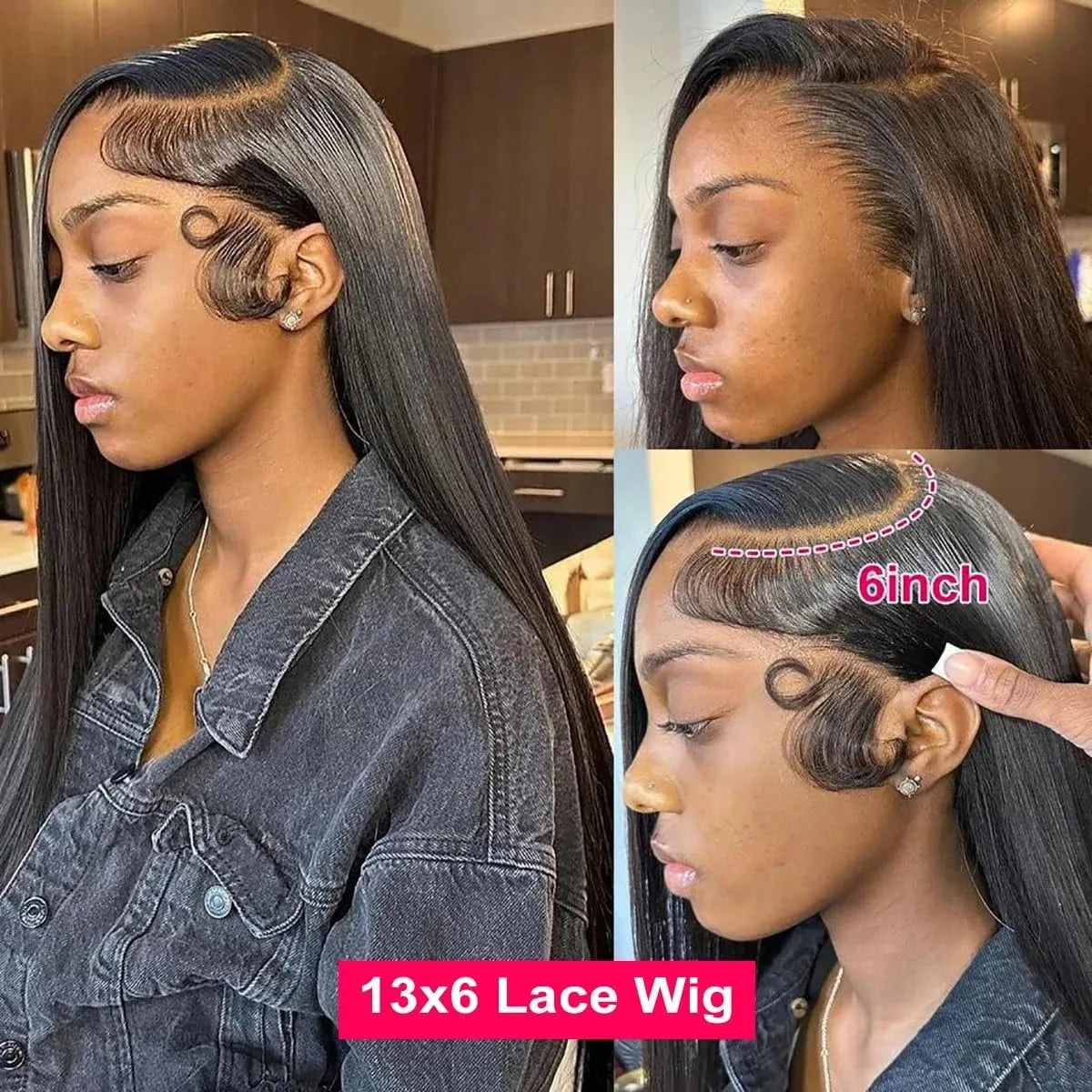 250 Density 40 44 Inch Bone Straight Hd Transparent 13x6 Lace Frontal Wig Brazilian 13x4 Hd Lace Front Human Hair Wigs For Women