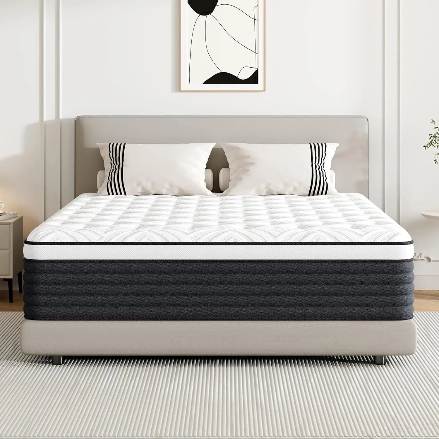Twin Mattress, 12 Inch Hybrid Memory Foam Mattress in a Box, Pressure Relief for Back Support, Medium Firm,, Customized