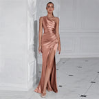 Formal Women's Evening Prom Elegant Party wedding guest  Celebrity Female Satin Maxi Club Wear Cocktail Dresses