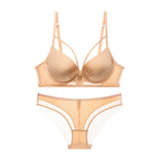 Skeleton Solid Color Plus Size CD Size Lingerie SuitPush Up Bra Set Adjustable Brassiere With Comfort Panties