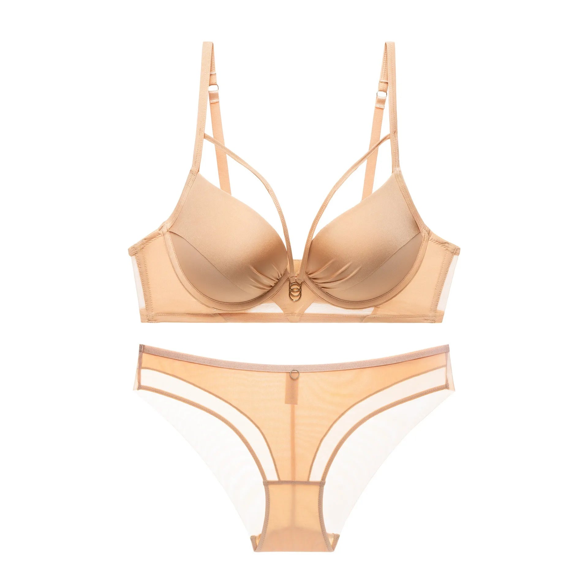 Skeleton Solid Color Plus Size CD Size Lingerie SuitPush Up Bra Set Adjustable Brassiere With Comfort Panties