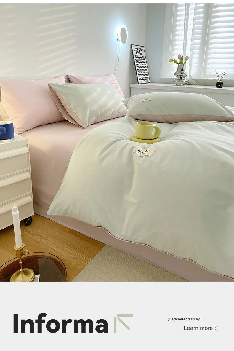 INS style high luxury solid color double-sided style single couple quilt cover soft luxury hotel & apartment & home bedding