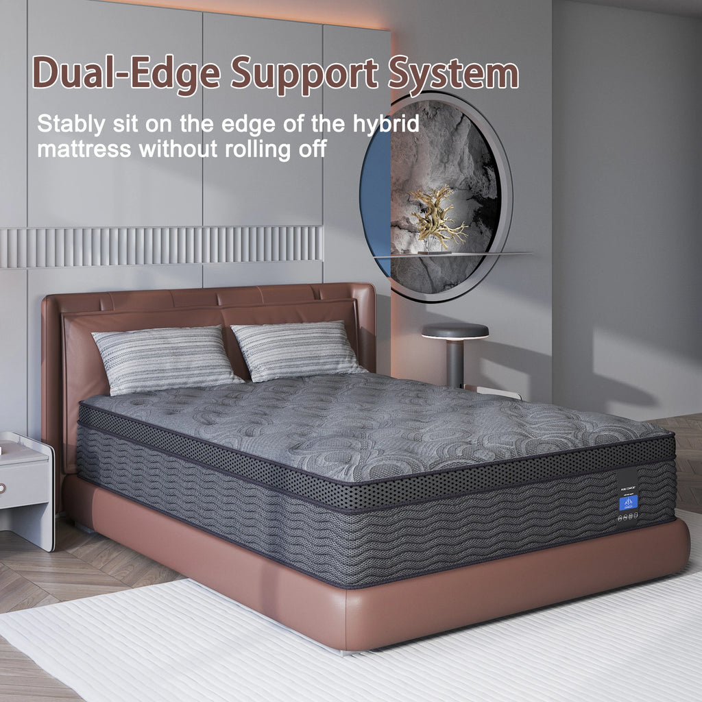 9" Twin Full King Queen Size Mattress in a Box Hybrid Spring Memory Foam,Euro Top Mattresses Medium Firm for Motion Isolat