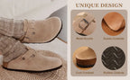Crestar Fashion Clogs Slippers For Women Classic Suede Men Mules Cork Footbed Leather Potato Shoes With Arch Support Beach Slide