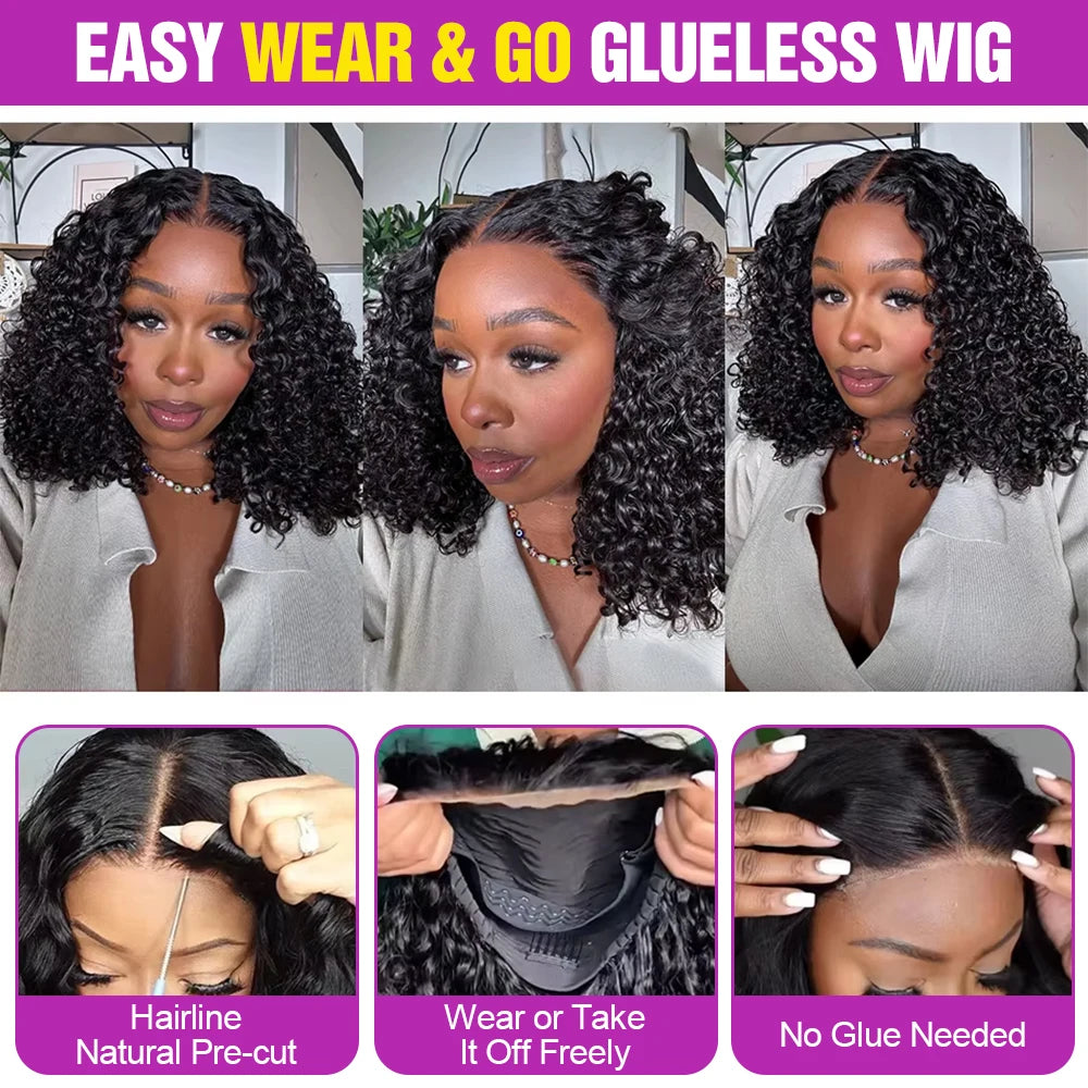 Short Bob Deep Wave Lace Frontal Wig PrePlucked 13x4 13x6 Lace Front Wig Peruvian Curly Human Hair Bob Wigs For Women and Girls