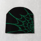 Knitting Spider Web Design Hat Skullies Beanies for Men Women Pullover Pile Cap Y2k Goth Warm Beanie Hats New Hip-hop Street Cap