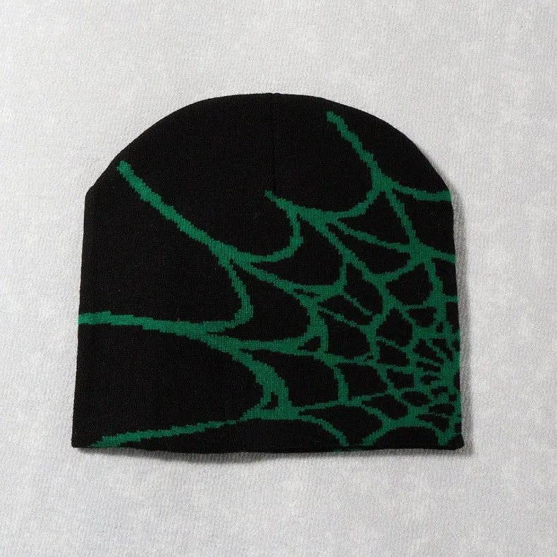 Knitting Spider Web Design Hat Skullies Beanies for Men Women Pullover Pile Cap Y2k Goth Warm Beanie Hats New Hip-hop Street Cap