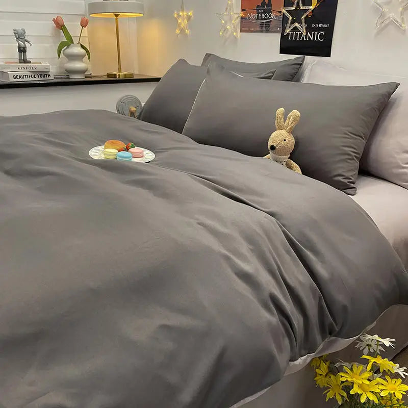 Bonenjoy 1 pc housse de couette  Dark Gray Color Duvet Cover Double Size funda nordica cama 150 Queen/King Size Bed Cover Secondary image