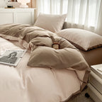 2-side Solid Color Brush Fabric Bed Set 4 Pieces Duvet Cover Pillowcase Bedding Set Bed Sheet Quilt Cover Single Queen King Size