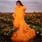 Tulle Ruffle Boudoir Pregnancy Photoshoot Robe Ruffle Maternity cloak For Baby Shower Gender Reveal bridal Dress wedding