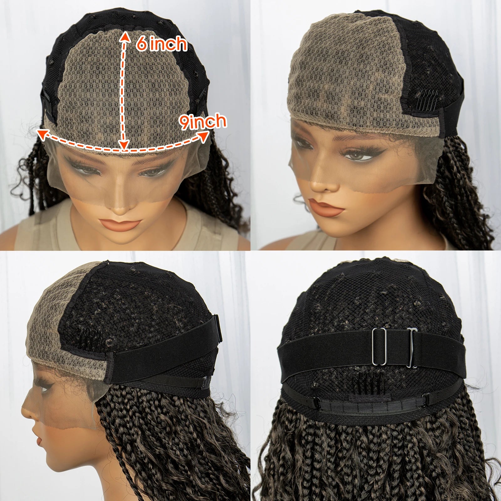 32inch Synthetic Boho Knotless Braided Wigs for Black Women Bohemian Box Braids Wigs Lace Front Braided Lace Wigs with Baby Hair