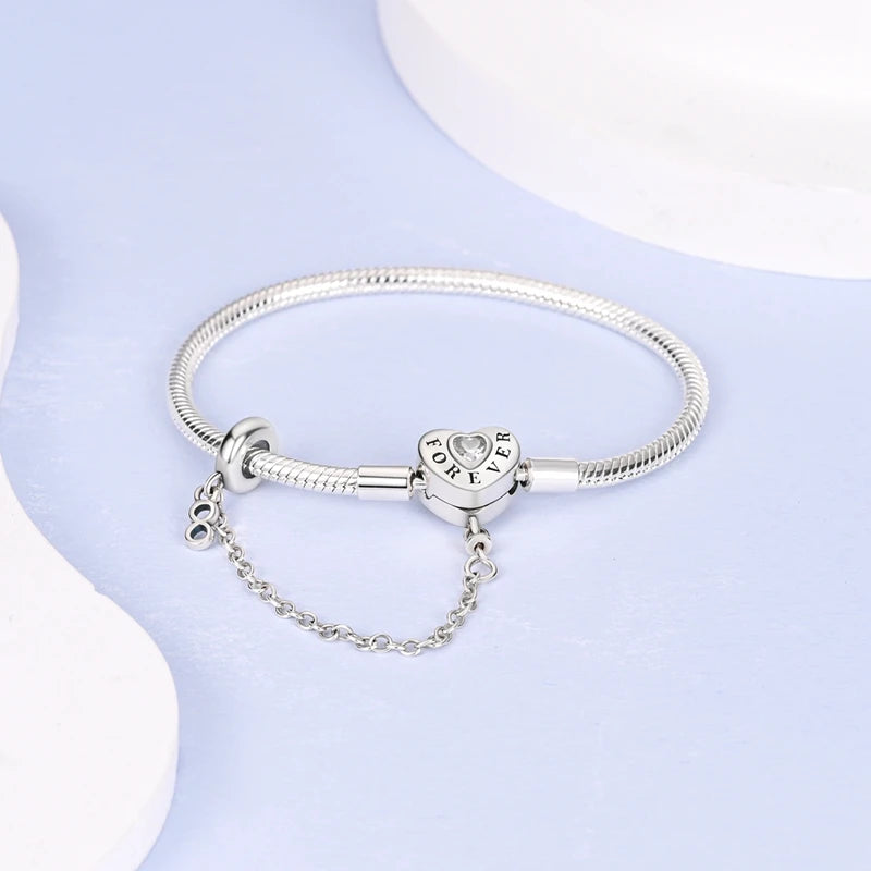 Bracelet Silver 925 Original 17-20CM Star Moon Sun Four Leaf Clover Green Zircon Bracelets Fit DIY Charms Birthday Jewelry Gifts