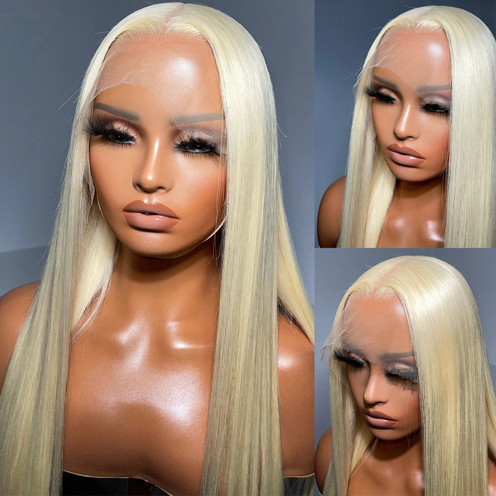 Blonde Long Straight Synthetic Wig Middle Part Women Daily 613 Blond Hair Lace Front Wigs Party Use Golden Blonde Straight Hair# Secondary image
