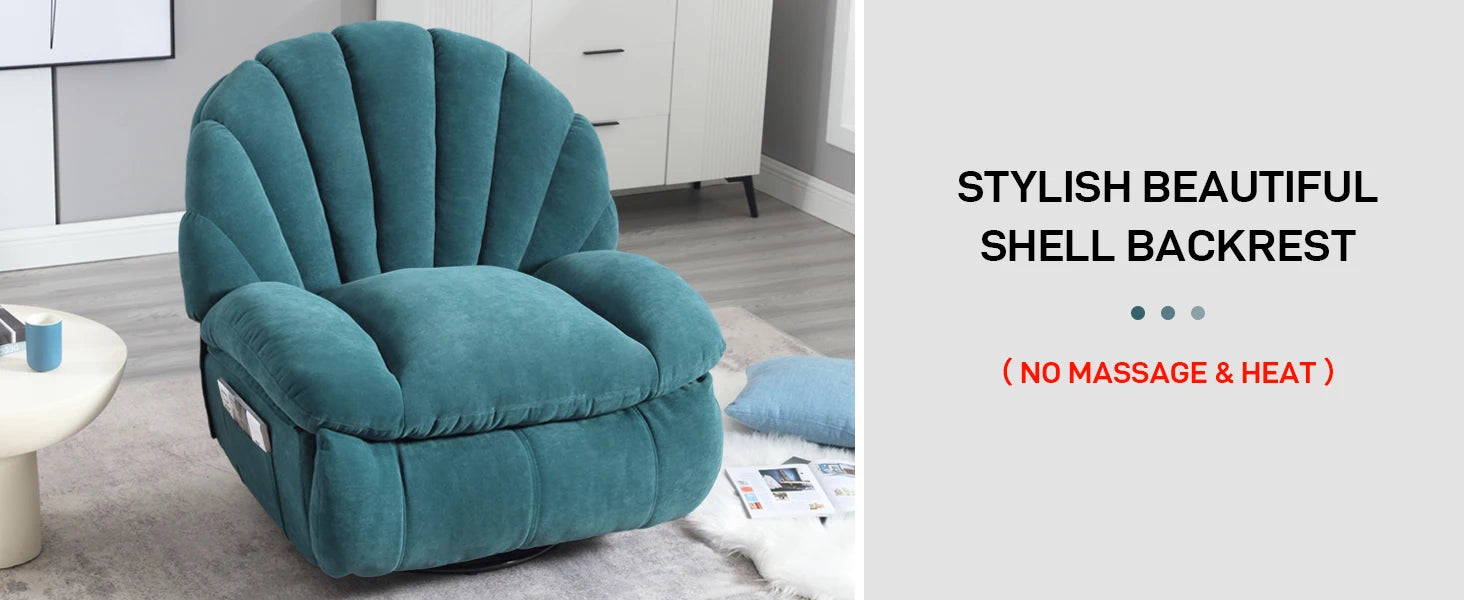 Power Recliner Chair Swivel, Comfortable Soft Fabric Shell Shape with Storage 360 Swivel Electric Big Tall Single Reclining Sofa