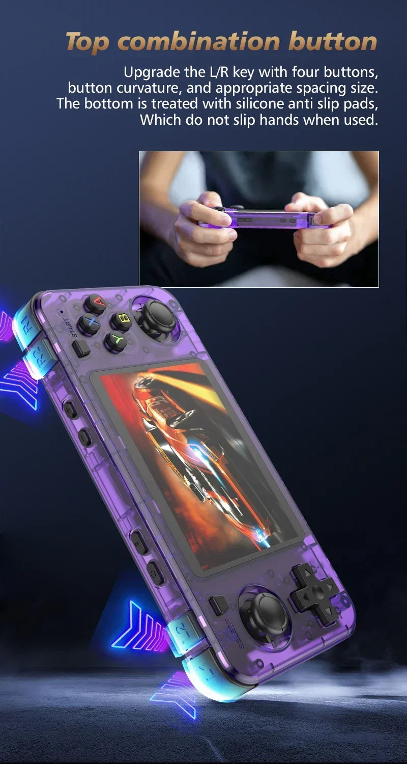 BOYHOM New R36H Handheld Game Console 3.5-inch IPS Screen Linux RK3326 Retro Video Games Player 3000 mAh 64G 10000+ Classic Game
