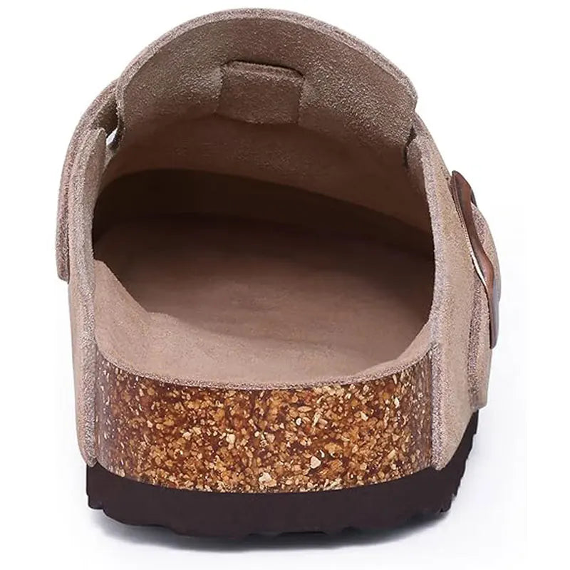 Crestar Fashion Clogs Slippers For Women Classic Suede Men Mules Cork Footbed Leather Potato Shoes With Arch Support Beach Slide