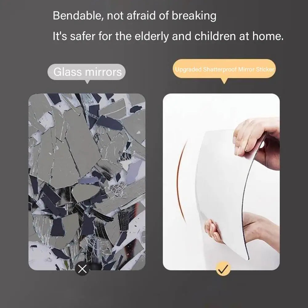 Bathroom Mirror Frameless Bathroom Wall Mirror Stickers Adhesive Bathroom Vanity Mirrors Waterproof Room Wall Decor For Bathroom