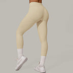 Gym Workout Yoga Fitness Sports Suit Short-sleeved Top Padded-free High-waisted Hip-lifting Trousers Outdoors Leisure Sportswear