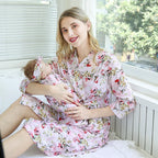 Maternity Robe,Matching Swaddle Set ,Mommy and Me Set, Floral Hospital Robe Bag,Baby Shower Gift,Mama Robe,Baby Girl Blanket