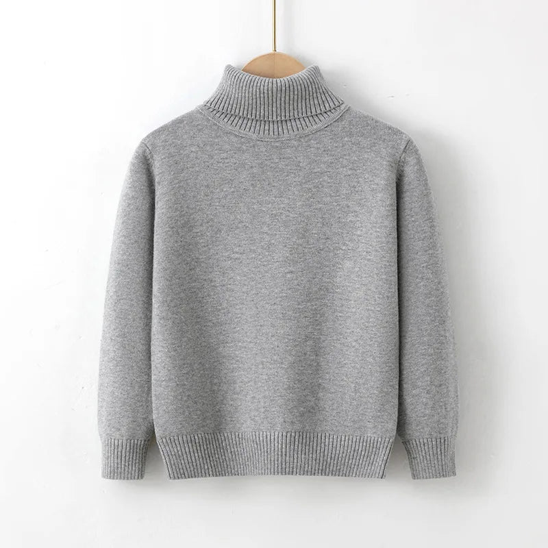 2026 Autumn Winter Children's Cotton Sweater Full Sleeve Turtleneck Knitwear Baby Boys Girls Clothing Warm Soft Jumper Pullovers